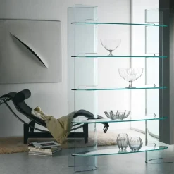 Mensola Artigianale Libreria mod.slalom in vetro curvato scontata del 40% in vetro a prezzo ribassato