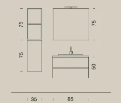 Mobile arredo bagno Sospeso Compab Up005 con sconto