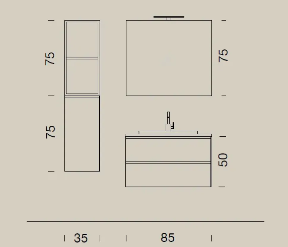 Mobile arredo bagno Sospeso Compab Up005 con sconto
