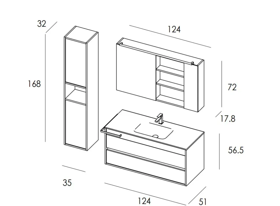 Mobile arredo bagno Sospeso Mastella Duetto 01 a prezzo scontato