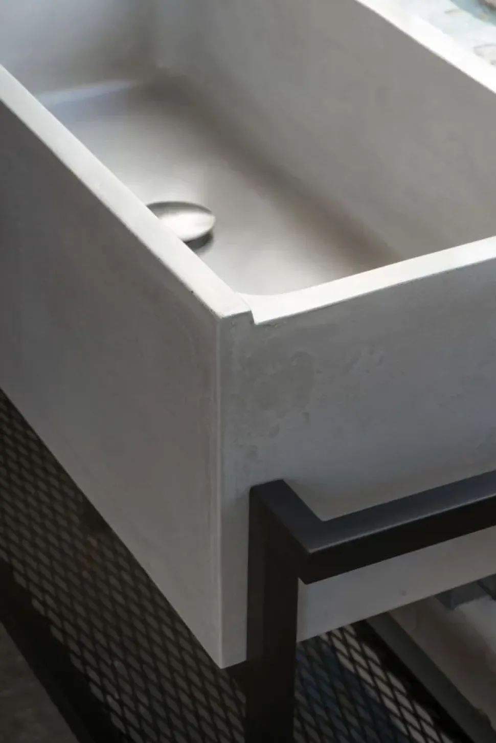 Mobile bagno A terra Elledue lavabo in calcestruzzo con struttura free-standing 105x35x86h cm Moab 80 con forte sconto