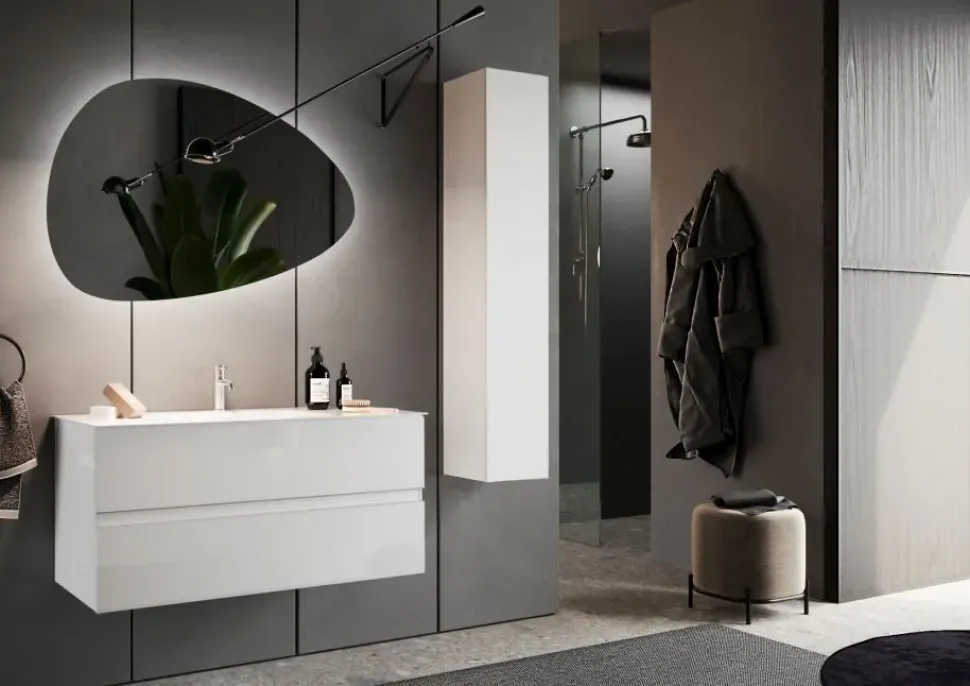 Mobile bagno moderno Bagno doppio lavabo completo di colonna di Md work in OFFERTA OUTLET - 40%