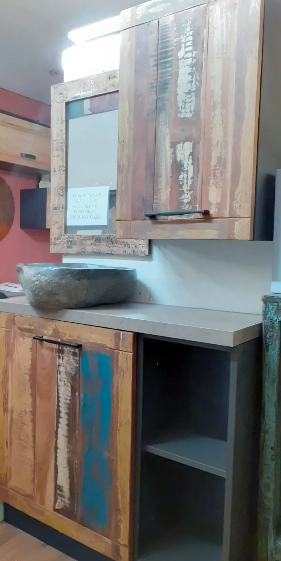 Mobile bagno Outlet etnico Mobile bagno vintage recicle industrial con un ribasso imperdibile