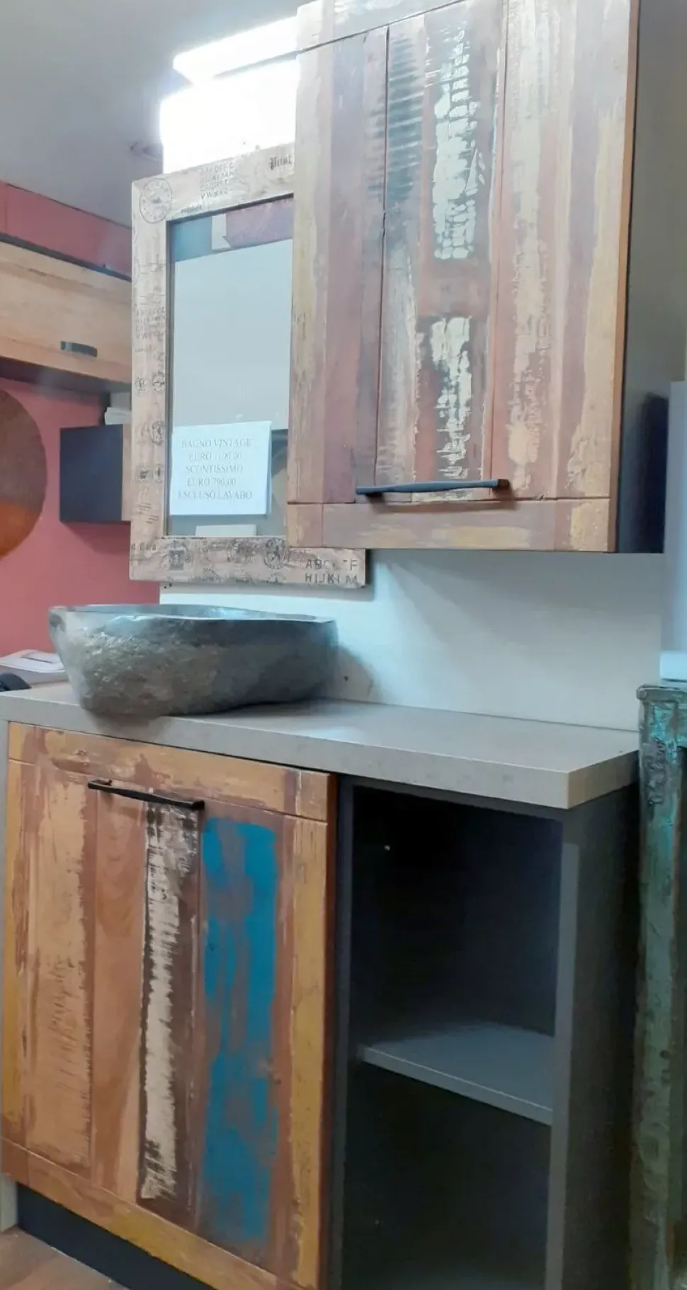 Mobile bagno Outlet etnico Mobile bagno vintage recicle industrial con un ribasso imperdibile