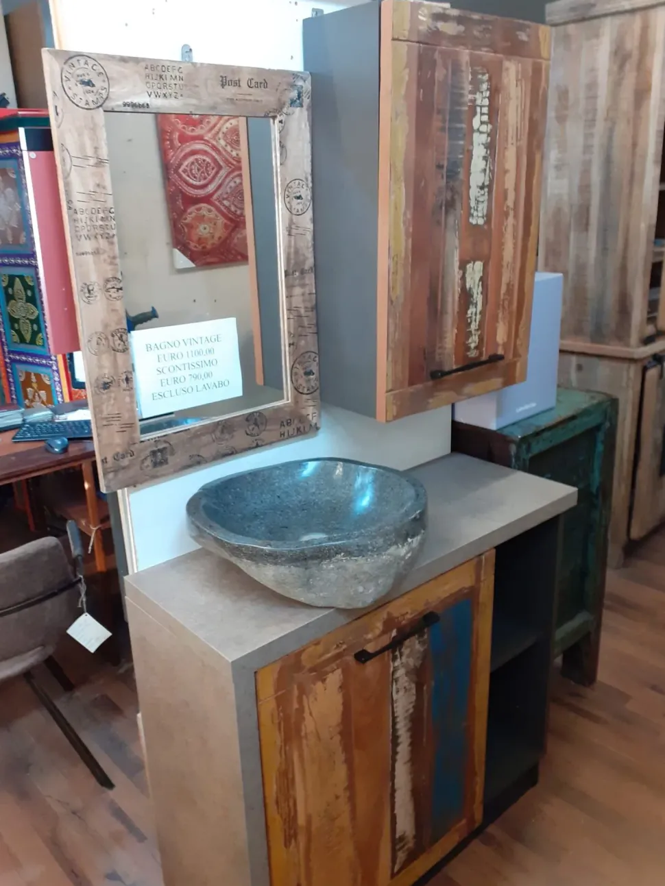 Mobile bagno Outlet etnico Mobile bagno vintage recicle industrial con un ribasso imperdibile