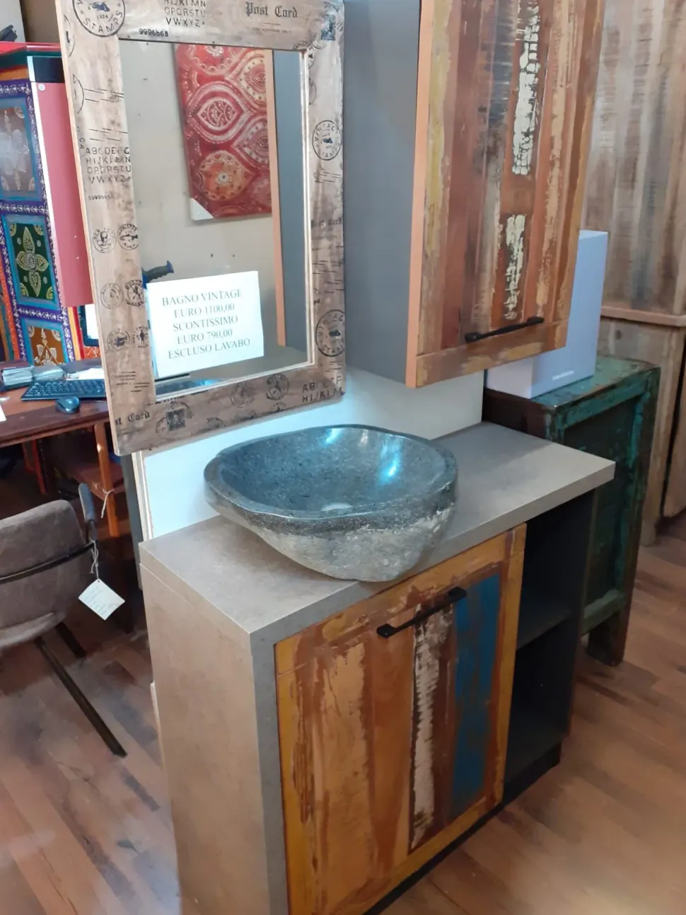 Mobile bagno Outlet etnico Mobile bagno vintage recicle industrial con un ribasso imperdibile