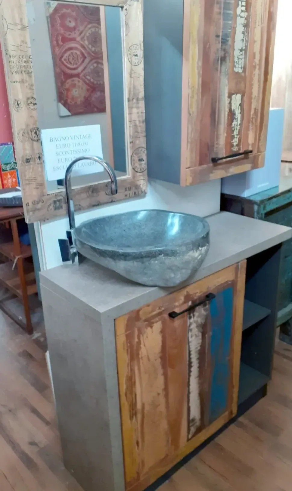 Mobile bagno Outlet etnico Mobile bagno vintage recicle industrial con un ribasso imperdibile