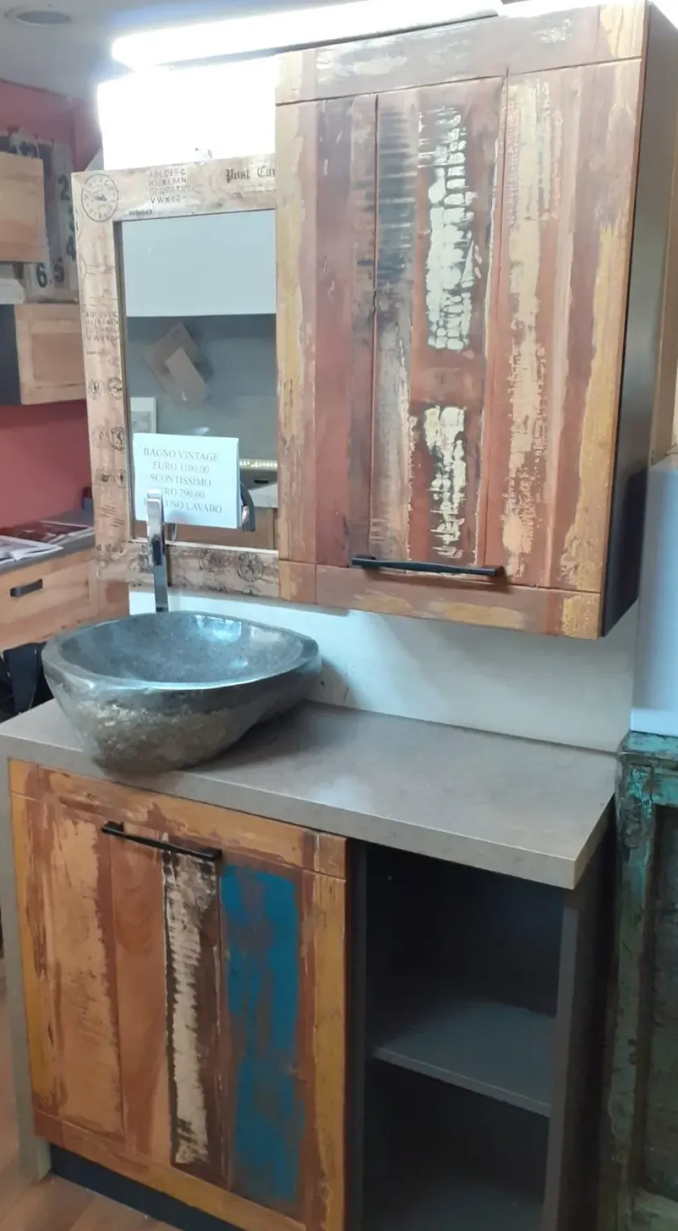 Mobile bagno Outlet etnico Mobile bagno vintage recicle industrial con un ribasso imperdibile