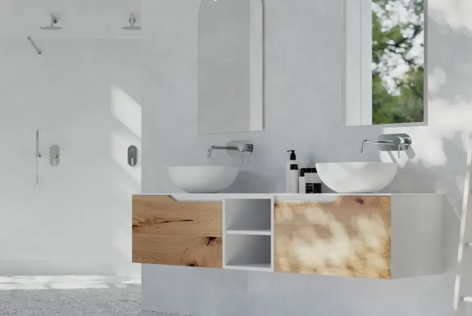 Mobile bagno Rustech naturale-bianco Arteba SCONTATO a PREZZI OUTLET