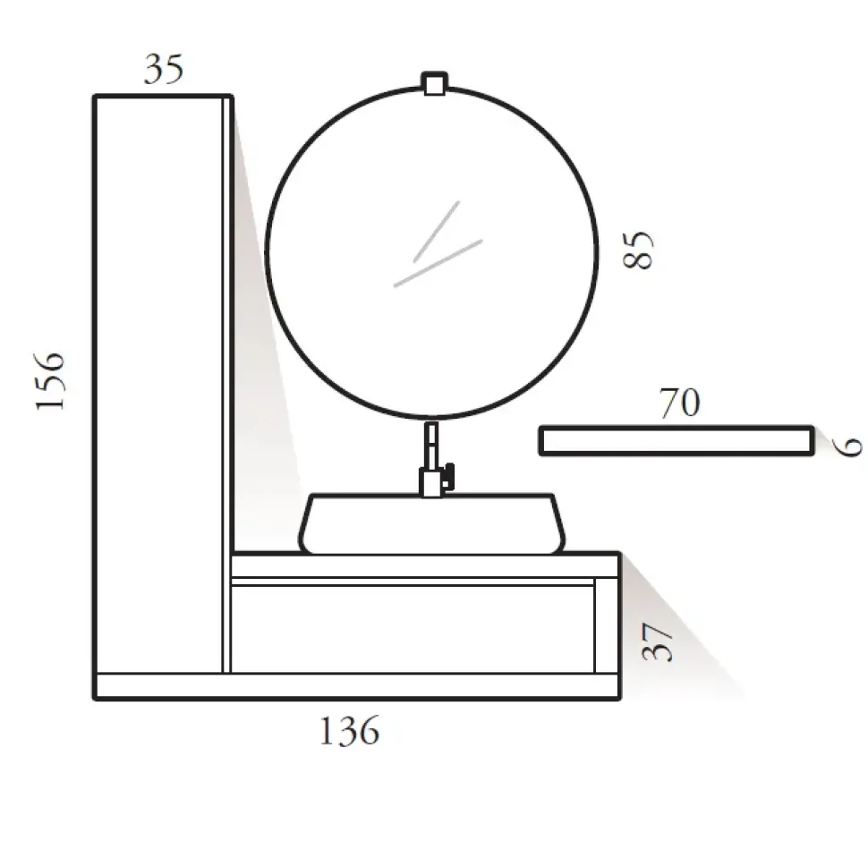 Mobile bagno sospeso Bg17 Compab, prezzo ribassato! Ideale per l'architetto.