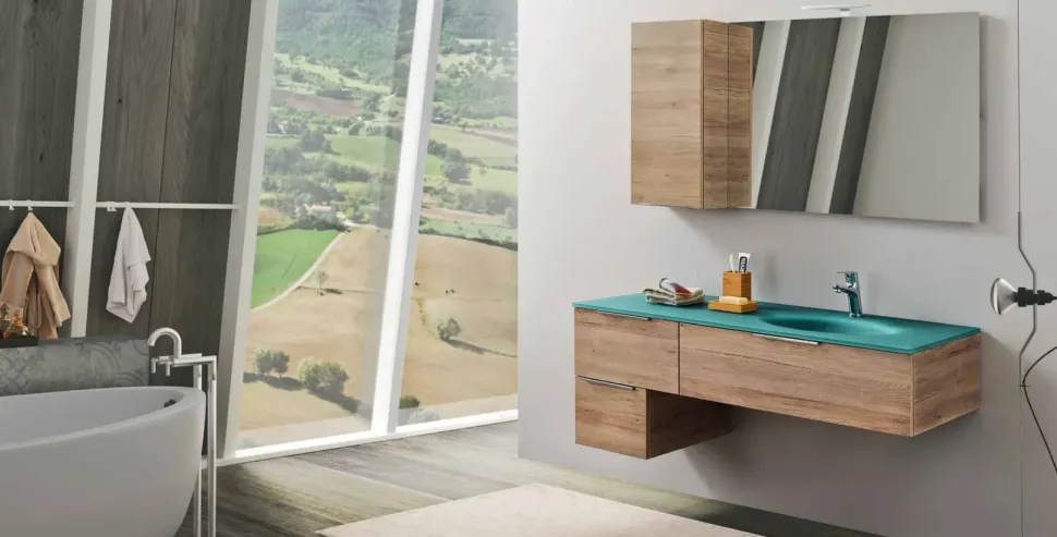 Mobile bagno Sospeso Composizione 6 Artigianale a prezzi convenienti