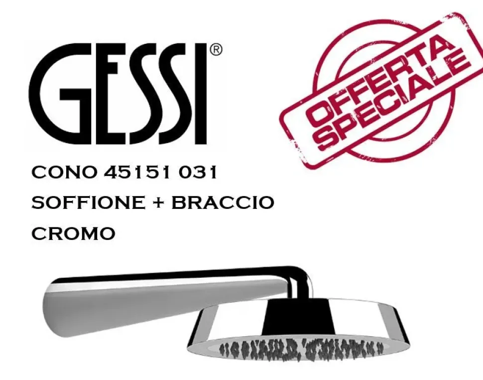 Mobile per il bagno Gessi Cono soffione anticalcare a parete, orientabile, finitura cromo 45151 031 completo di braccio doccia a prezzi outlet