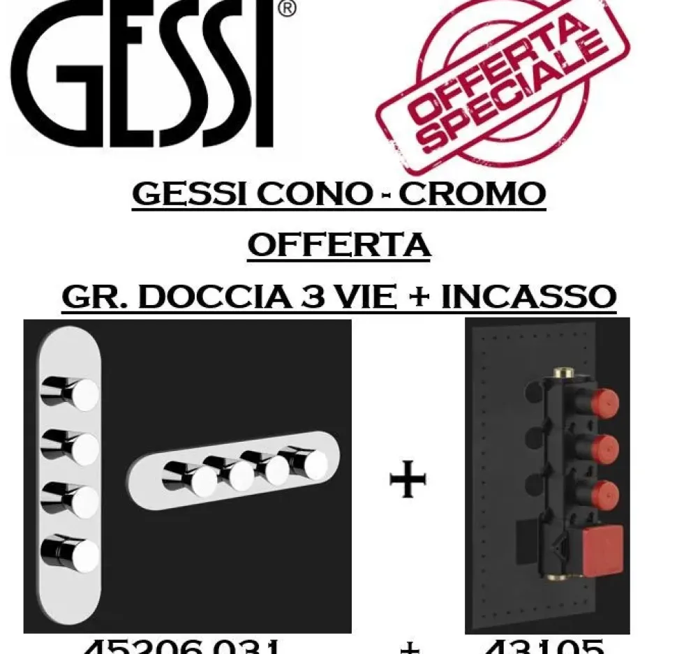 Mobile per la sala da bagno Gessi Cono gruppo doccia 3 vie termostatico parte esterna 45206 031 + parte incasso 43105 a prezzo scontato