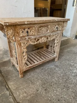 Mobile per la sala da bagno Outlet etnico Consolle bagno teak decapata in Offerta Outlet