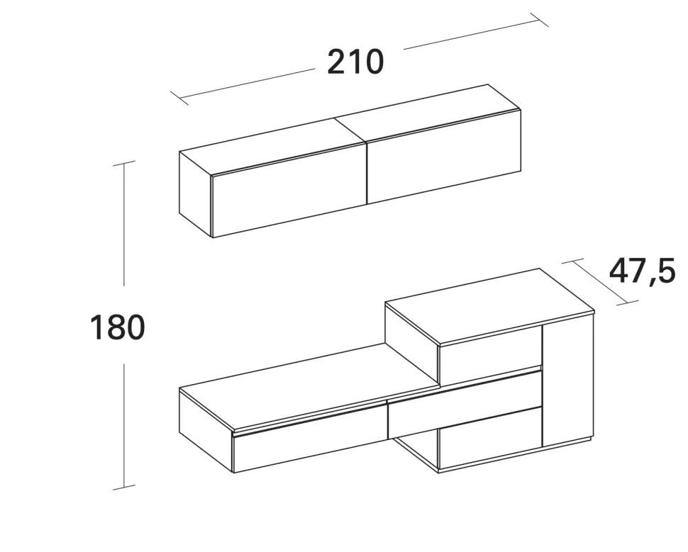 Mobile soggiorno Arrex Composizione Living 210-03: design moderno a prezzi outlet.