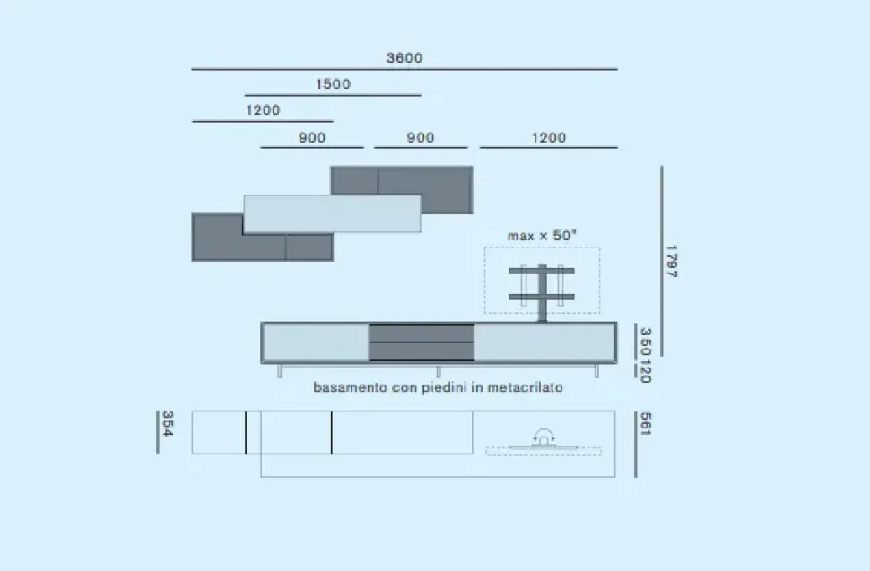 Mobile soggiorno modello L5c18 di Sangiacomo a PREZZI OUTLET