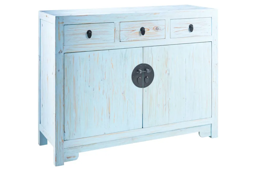 Mobile soggiorno modello credenza china in legno 3 cassetti 2 sportelli white decape' di Outlet etnico a PREZZI OUTLET