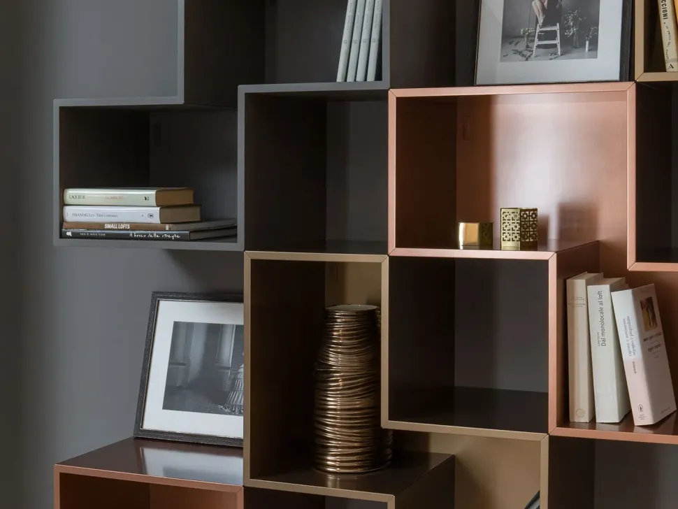 Mobile soggiorno modello Credenza fly deco e mensole cube outlet di Diotti.com scontato -45%