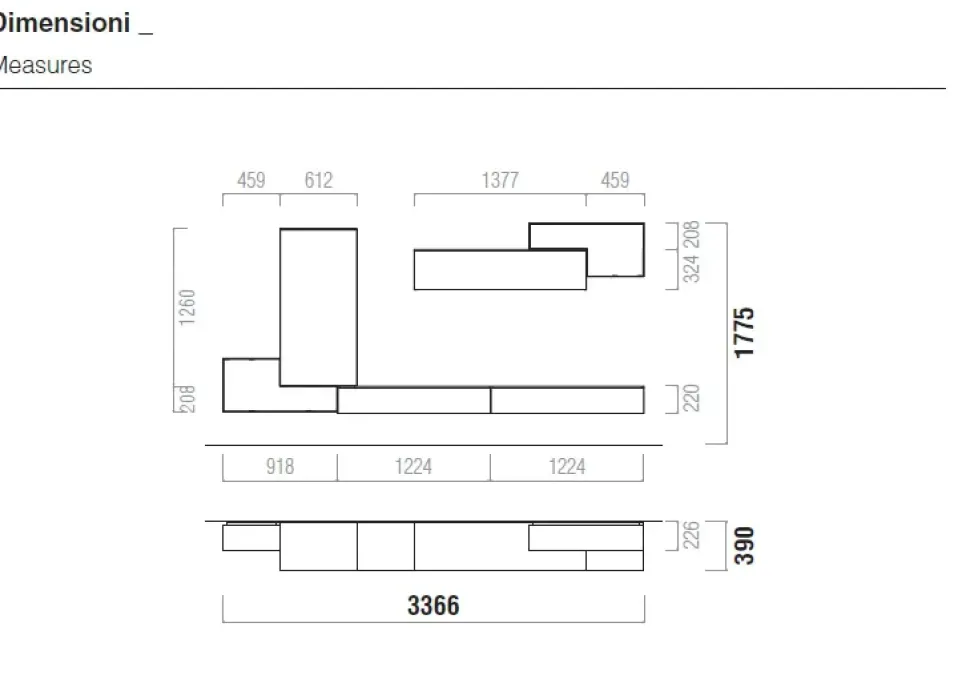 Mobile soggiorno modello Composizione soggiorno linea 032 di Santalucia a PREZZI OUTLET
