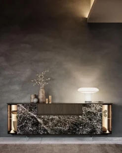 Mobile soggiorno modello Horizon glass 1035 di Mobilgam a PREZZI OUTLET