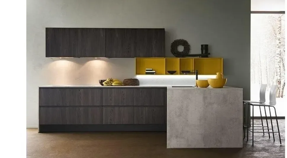 OFFERTA Cucina ad angolo con bancone LINEA di CUCINE STORE (340X215cm)