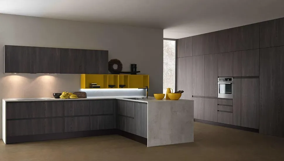 OFFERTA Cucina ad angolo con bancone LINEA di CUCINE STORE (340X215cm)