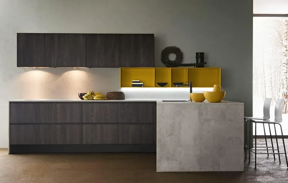 OFFERTA Cucina ad angolo con bancone LINEA di CUCINE STORE (340X215cm)
