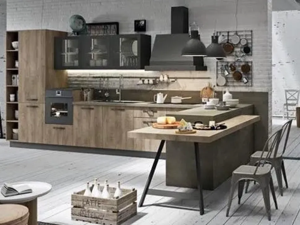 OFFERTA cucina con penisola e bancone CUCINE STORE (Misura 455x300cm)