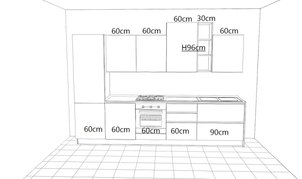 OFFERTA cucina lineare IRIS di CUCINESTORE (misura 330cm)