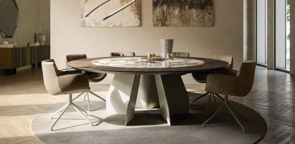 Offerta Outlet: Tavolo in legno rotondo Senator Ker-Wood Cattelan Italia.