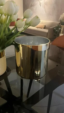 Oggettistica design Vaso cilindrico dorato di Artigianale a prezzo ribassato