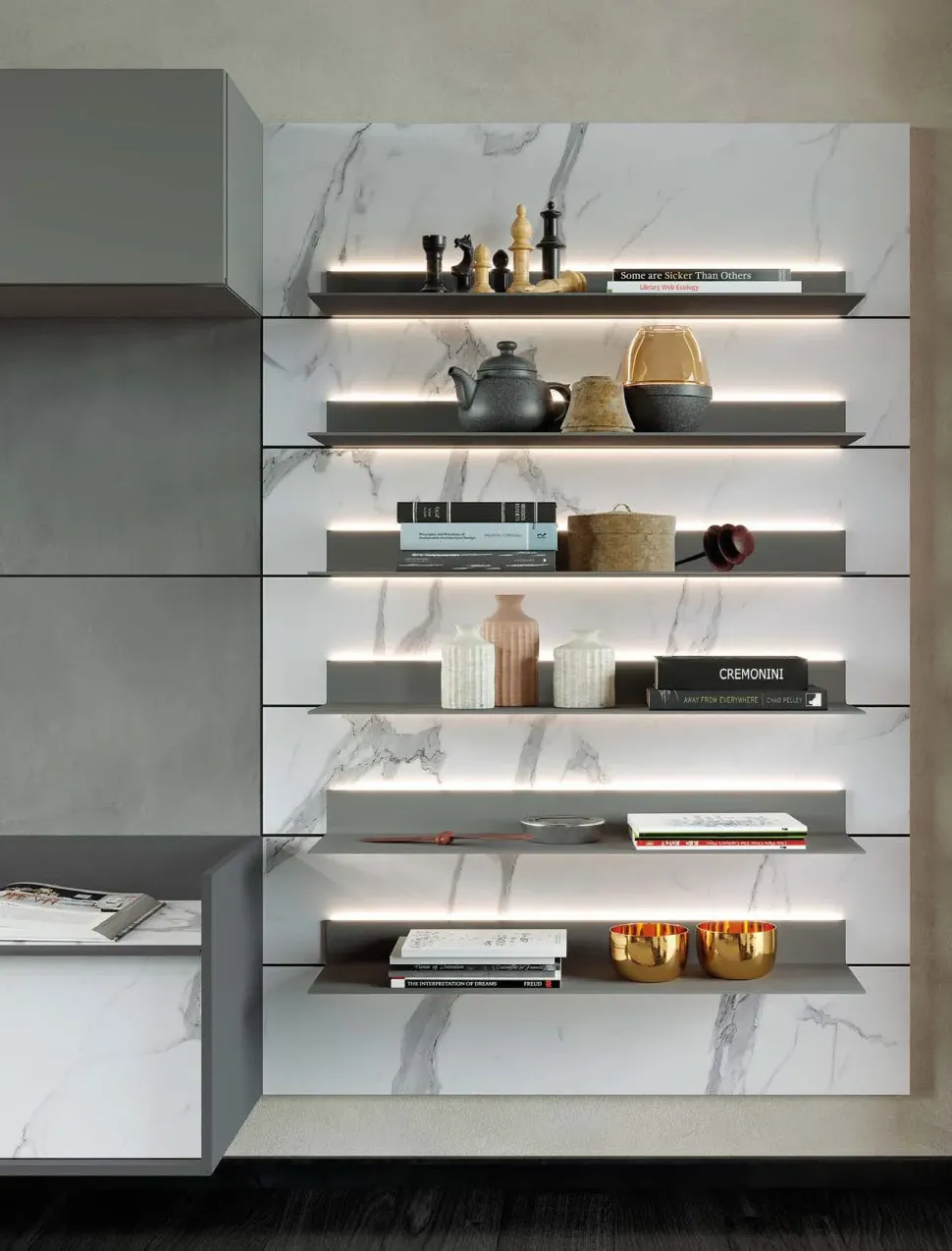 Outlet: soggiorno Story 4 di Astor, laminato materico, skyline 3.0.