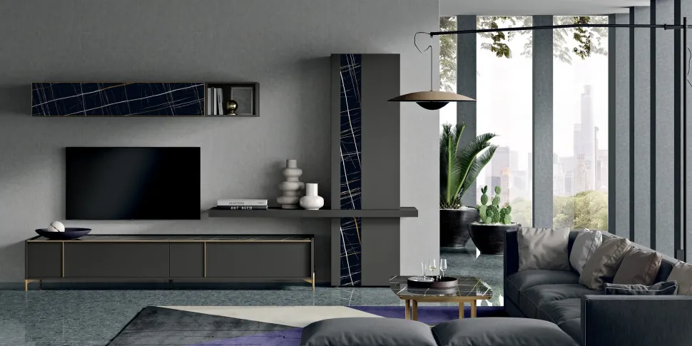 Parete attrezzata Deluxe p10 grey di Spar in OFFERTA OUTLET