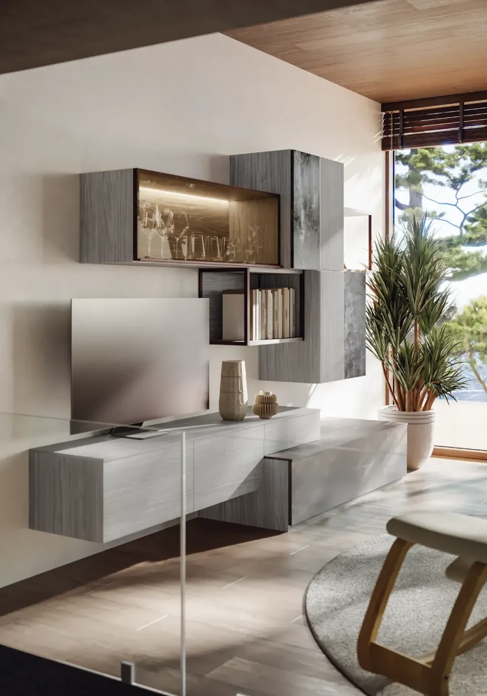 Parete attrezzata Gsg725 di Giessegi scontata del 50%