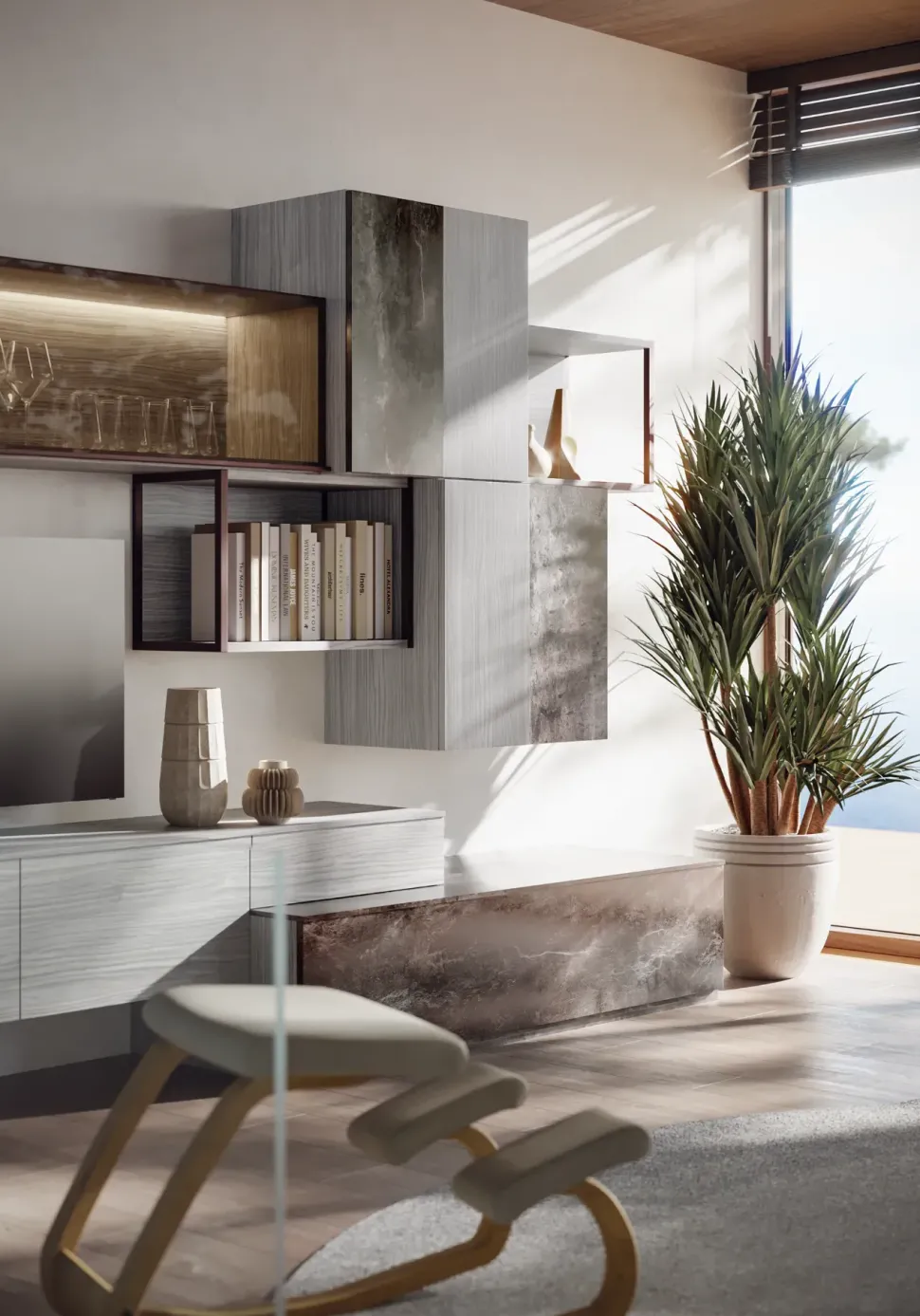 Parete attrezzata Gsg725 di Giessegi scontata del 50%