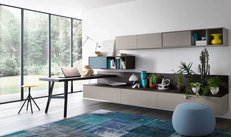 Parete attrezzata in stile moderno Parete atrezzata con scrittoio home office di Alf da fre a prezzo scontato