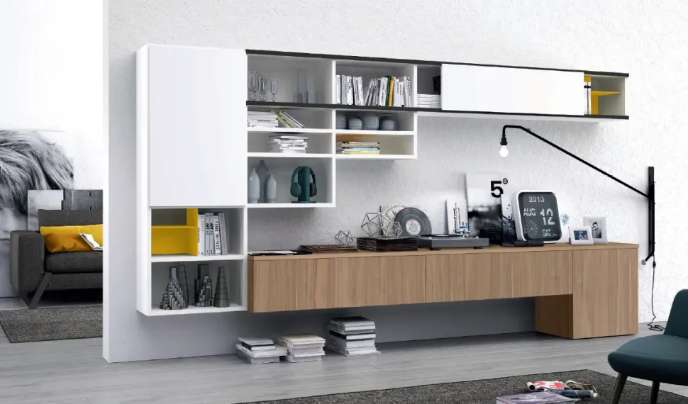 Parete attrezzata in stile moderno L132 di Colombini casa in Offerta Outlet
