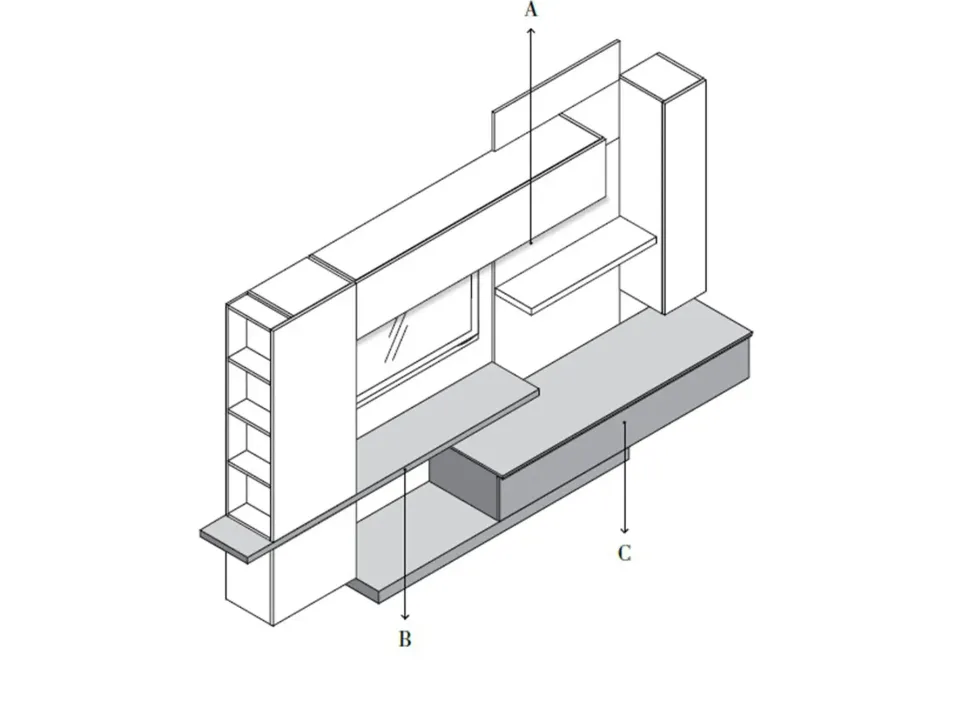 Parete attrezzata Qsm 610 Imab in stile moderno a prezzo scontato