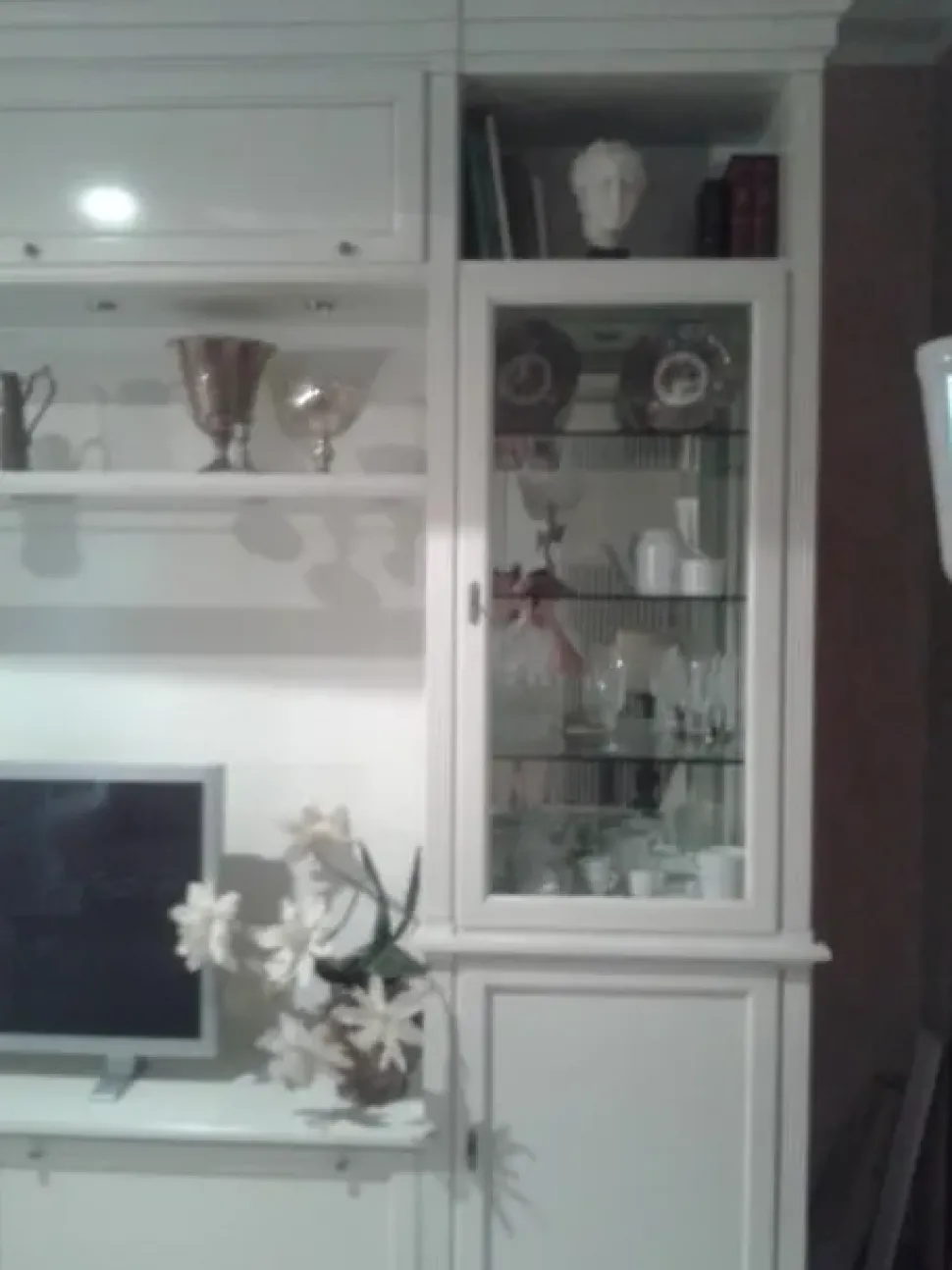 Parete attrezzata Soggiorno prestige dressy laccato bianco Prestige in stile classica a prezzo ribassato