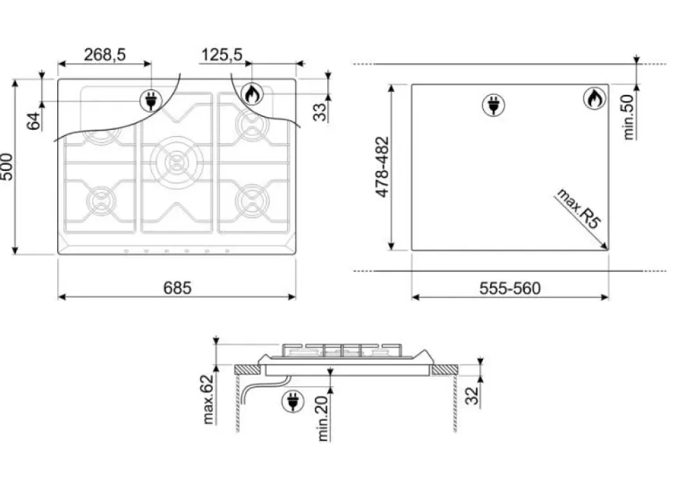 Piano cottura modello Sr275xgh2 di Smeg in offerta