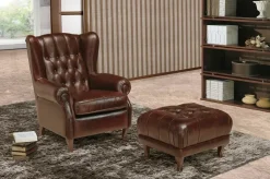 Poltrona modello Poltrona bergère mod.oxford rivestita in pelle spessorata scontata del 40% Artigianale a prezzi outlet