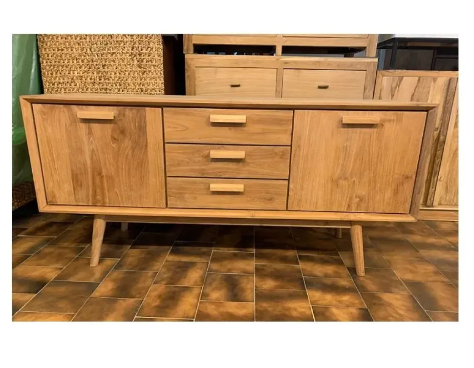 Porta tv per il living modello Mobile tv teak artigianale di Outlet etnico scontato