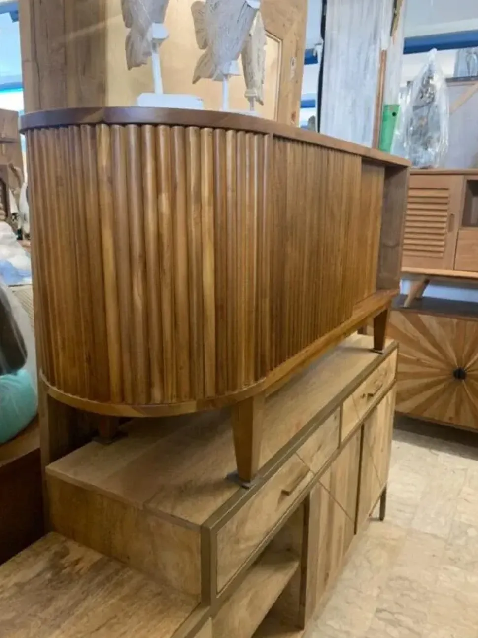 Porta tv per il living modello Mobile porta tv teak 150 di Outlet etnico scontato