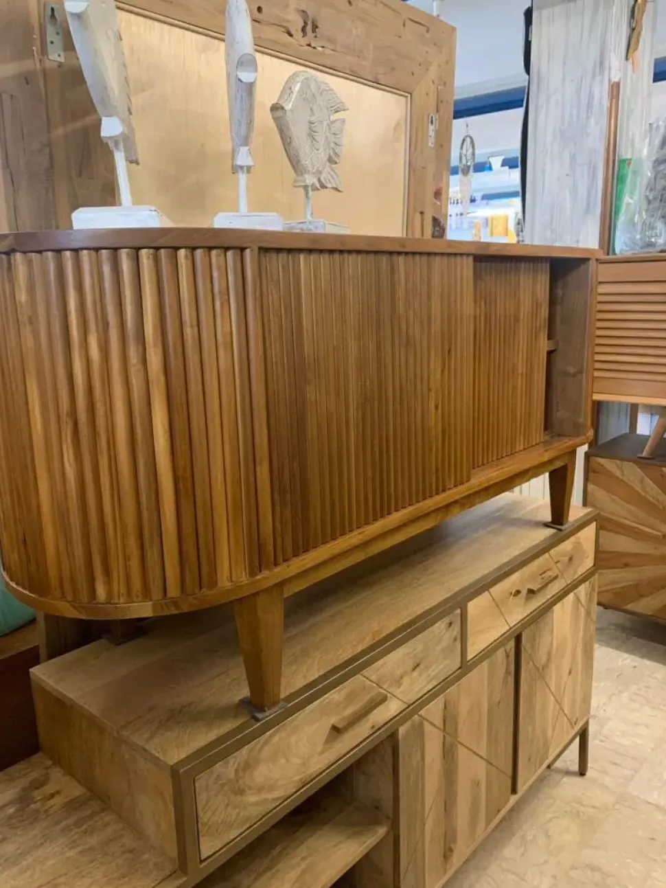 Porta tv per il living modello Mobile porta tv teak 150 di Outlet etnico scontato