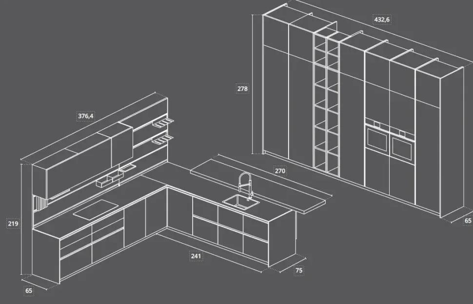 Richiedi il prezzo: cucina altri colori moderna Pratica compo.01 di Colombini casa in Offerta Outlet
