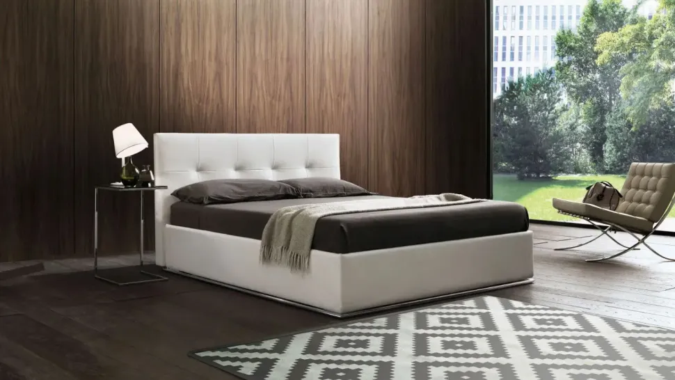 Scontato! Letto imbottito Alexia Artigianale con gambe. Acquista ora!