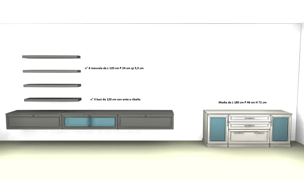 Scopri il soggiorno Arcadia as 108 di Febal: stile classico a prezzi vantaggiosi!