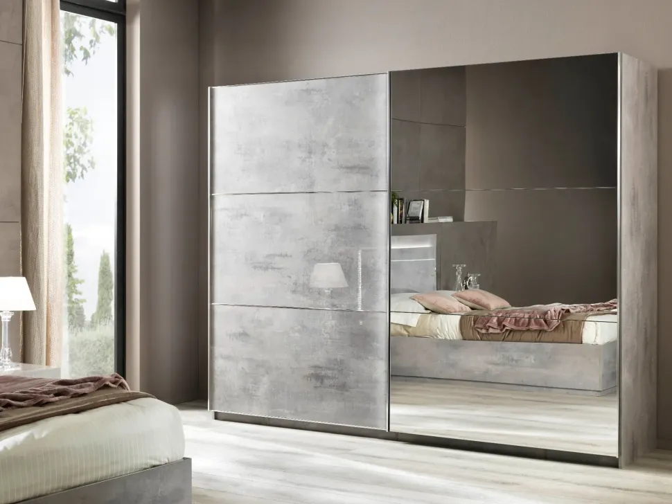 Scopri l'armadio Jazz da 263 cm, grigio marmo artigianale. Prezzo Outlet!
