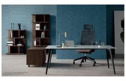 Scrivania direzionale - ufficio completo rhea in vetro Flycom a prezzo scontato