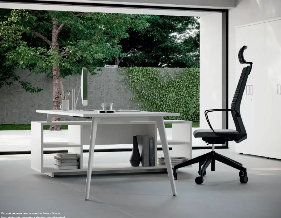 Scrivania direzionale in legno Ufficio completo a marchio Flycom a prezzi outlet